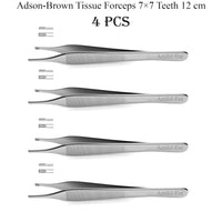 Adson Brown Tissue Forceps 12 cm – 7×7 Teeth Surgical Stainless Steel Forceps | Precision Tissue Handling Instrument | 4 Pcs #114910119