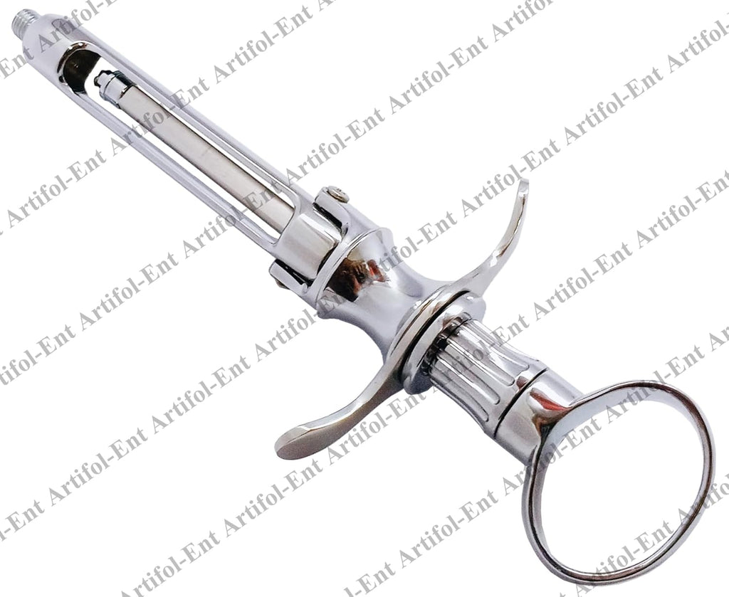 Dental Ring-Handle Cartridge Syringe – 1.8 mL | EU Thread, Three Aspiration Hooks | Brass with Chrome-Plated Finish, Reusable & Autoclavable #OS1079