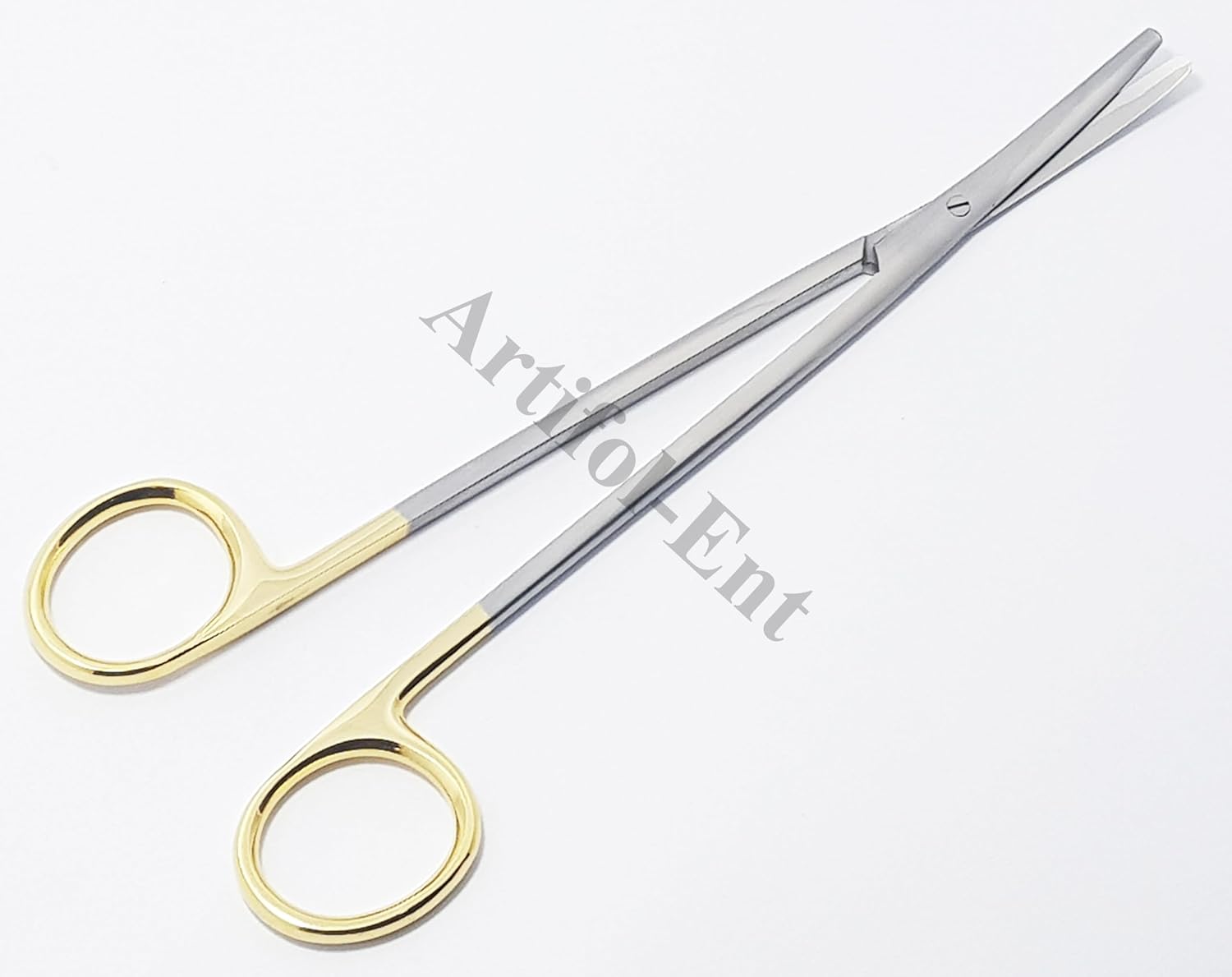 TC Metzenbaum Delicate Dissecting Scissors Curved 18 cm (7”) – 2 Pcs | Tungsten Carbide Inserts | Gold Ring Handles #113910650