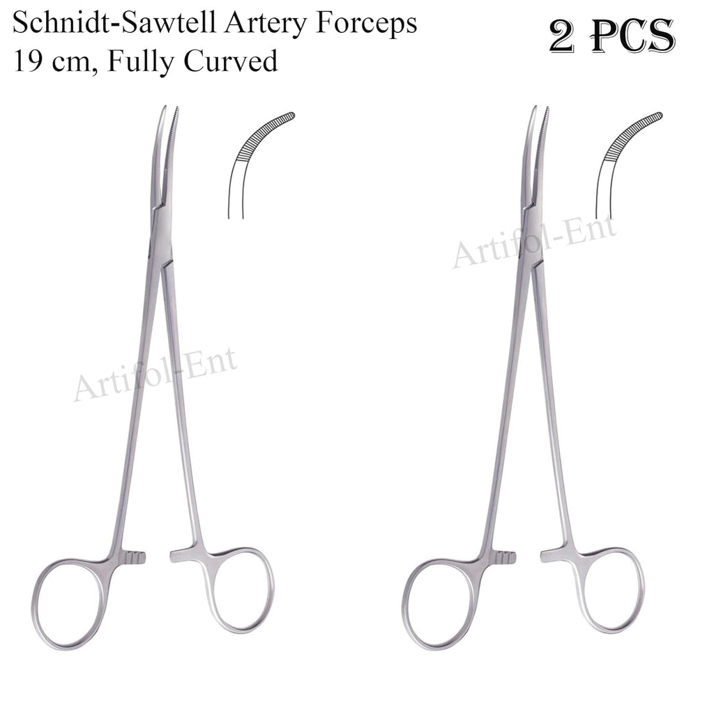 Schnidt Sawtell Tonsil Forceps – Fully Curved 19 cm (7.5”) Surgical Clamp (2 Pcs Set) #115910193