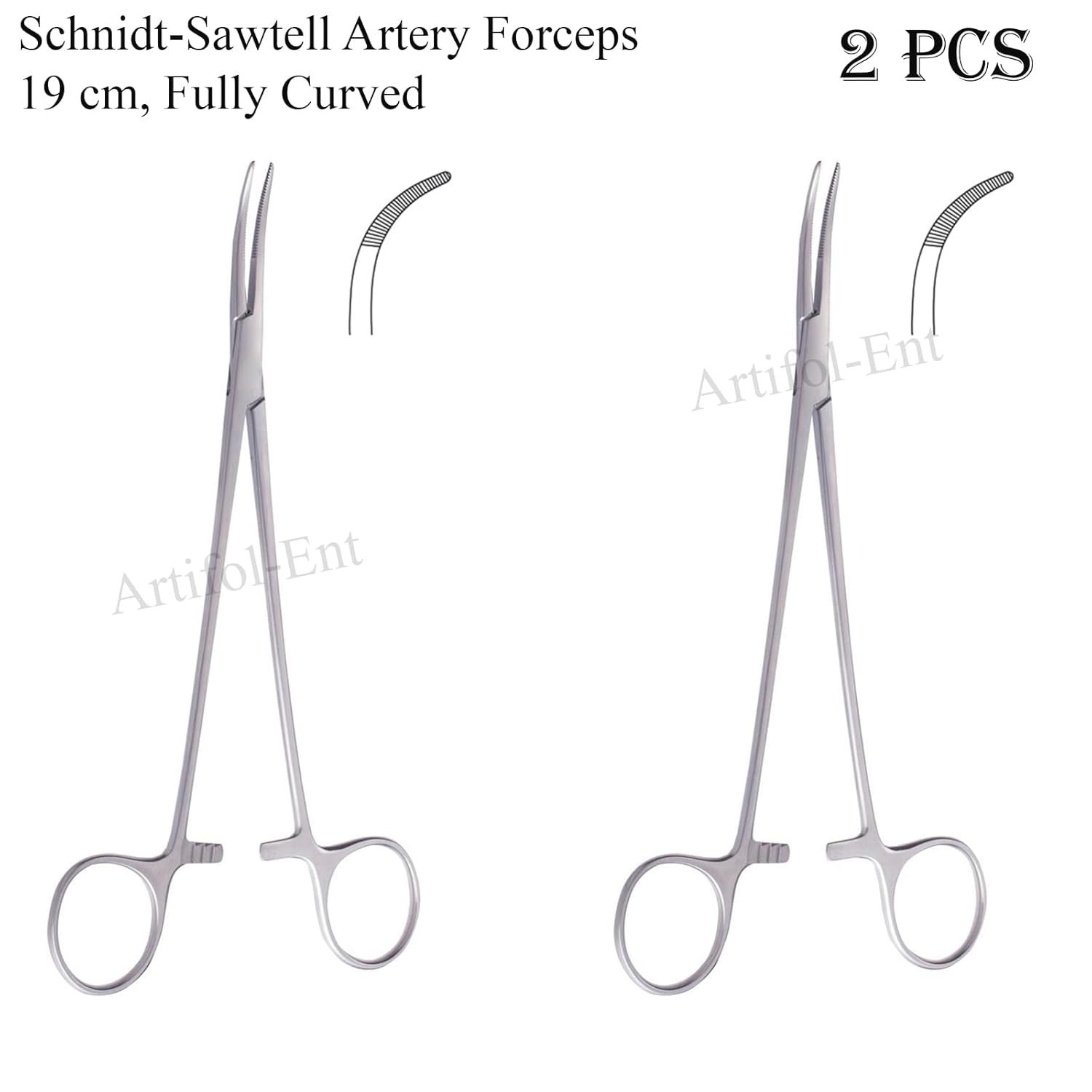 Schnidt Sawtell Tonsil Forceps – Fully Curved 19 cm (7.5”) Surgical Clamp (2 Pcs Set) #115910193