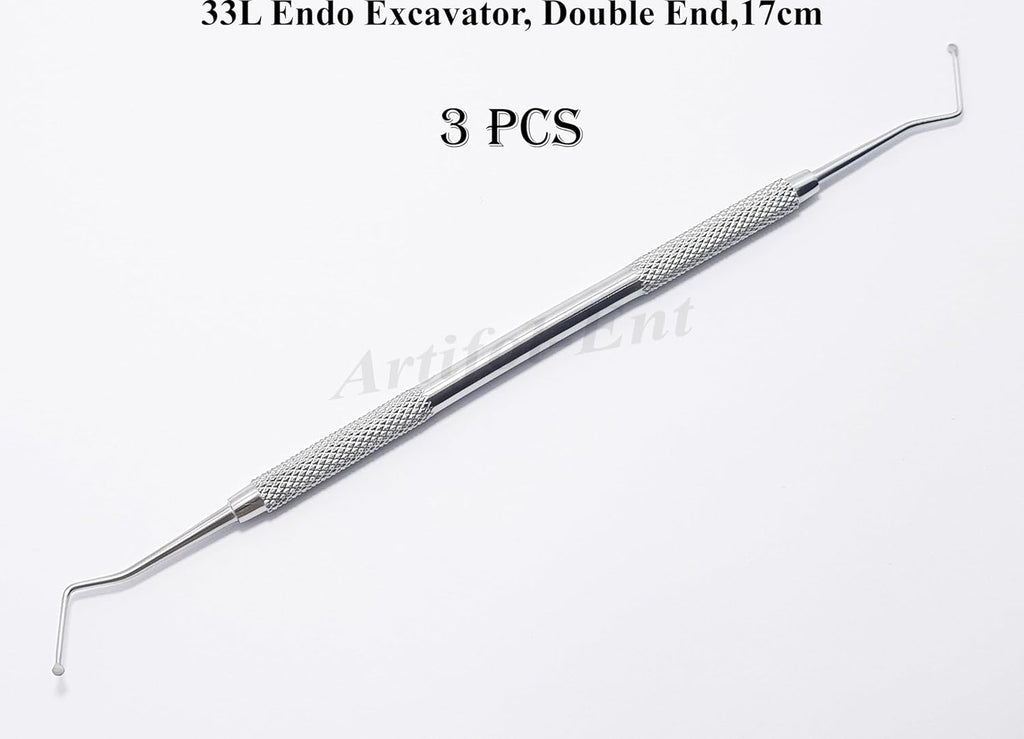 3 Pcs Dental Endodontic Spoon Excavators 17cm Double Ended 33L Stainless Steel Restorative Endo Instruments # EXC33L