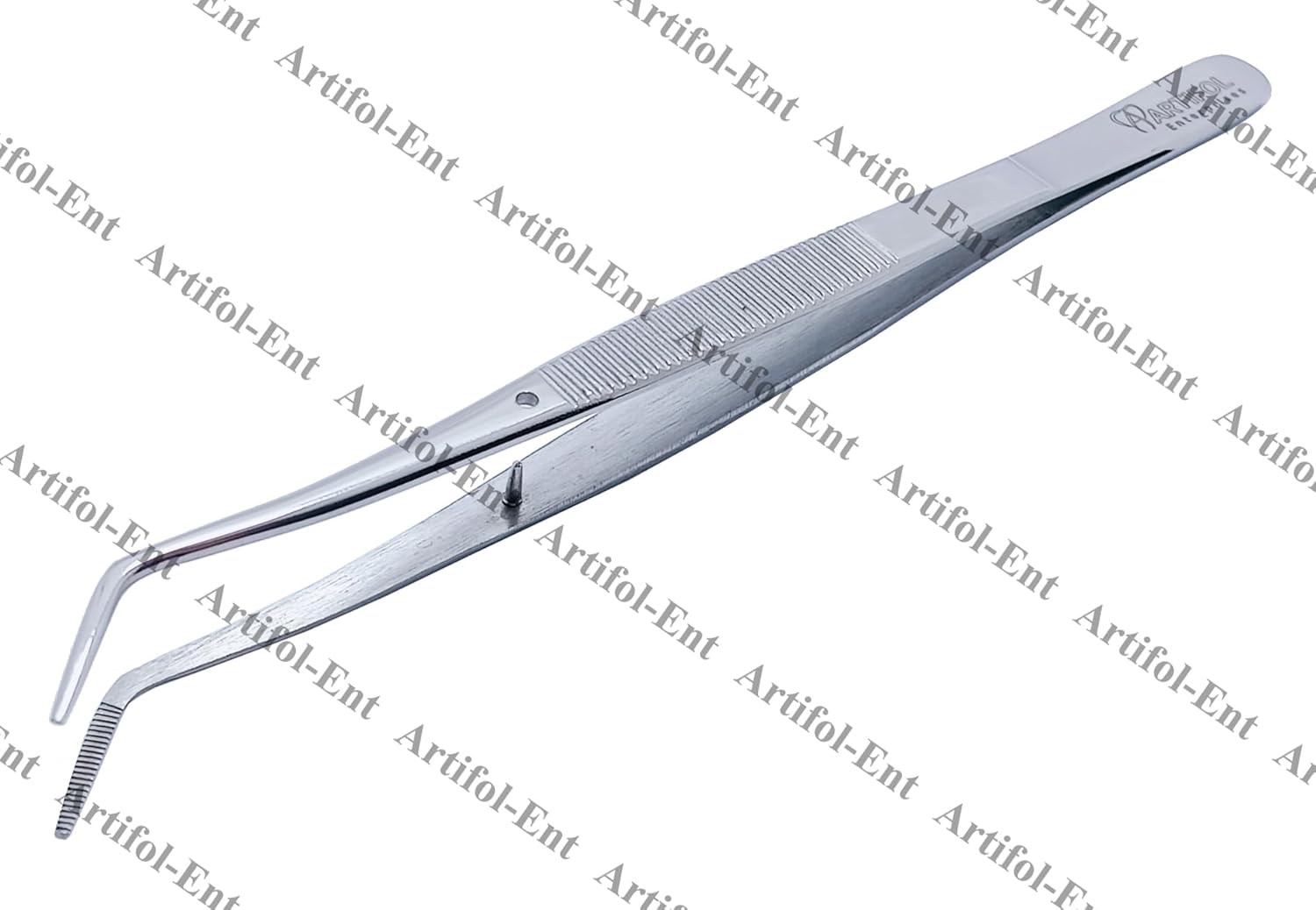 Mariiam Dentalpinzette – 15 cm, abgewinkelte, gezahnte Spitzen (5er-Set), polierter Edelstahl, gebogene Pinzette für präzises Arbeiten | #114500021-1