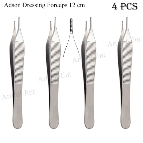 Set di pinze per medicazione Adson – Pinzette chirurgiche da 12 cm | Acciaio inossidabile, riutilizzabili e autoclavabili (4 pezzi)