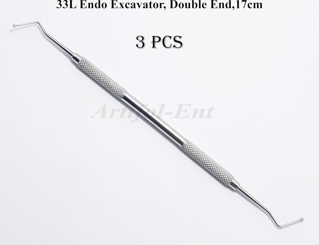3 Pcs Dental Endodontic Spoon Excavators 17cm Double Ended 33L Stainless Steel Restorative Endo Instruments # EXC33L