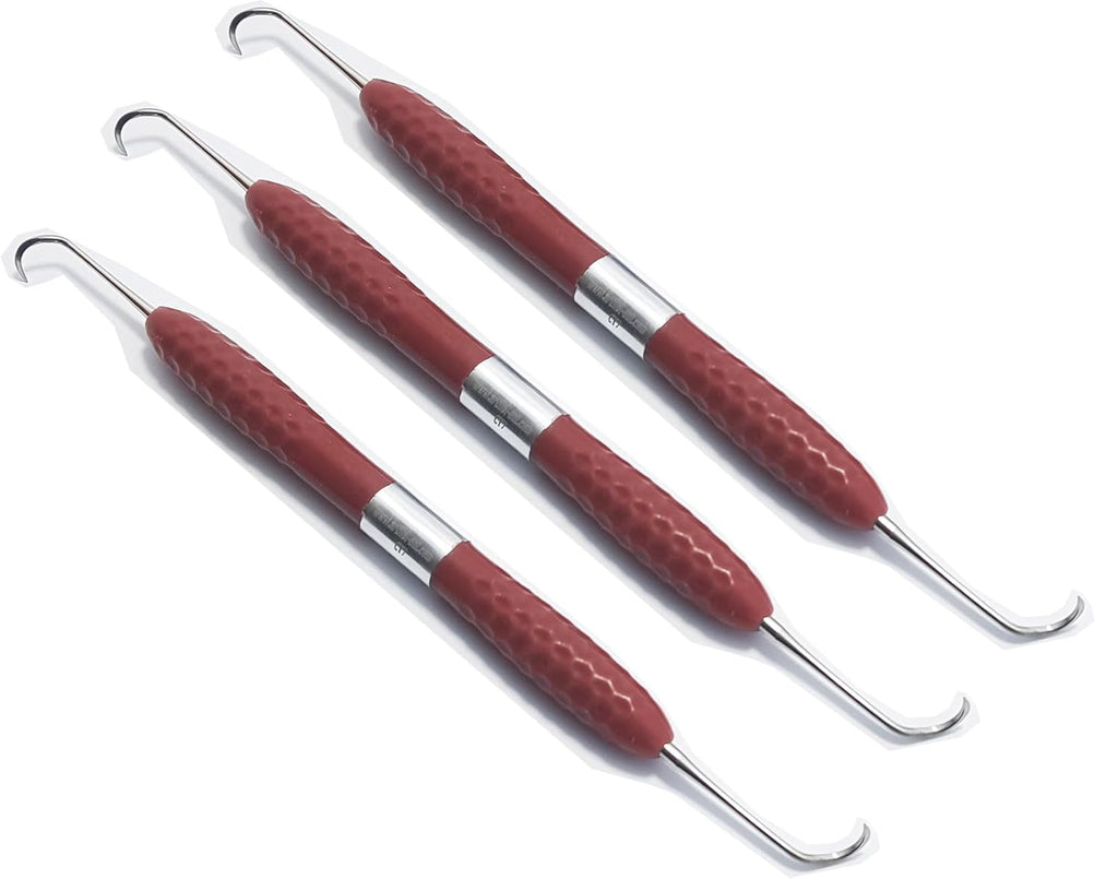 CT7 Dental Composite Resin Filling Instruments – 17 cm (3 Pcs Set)  Double-Ended Precision Tips | Brown Silicone Handles | #CT7