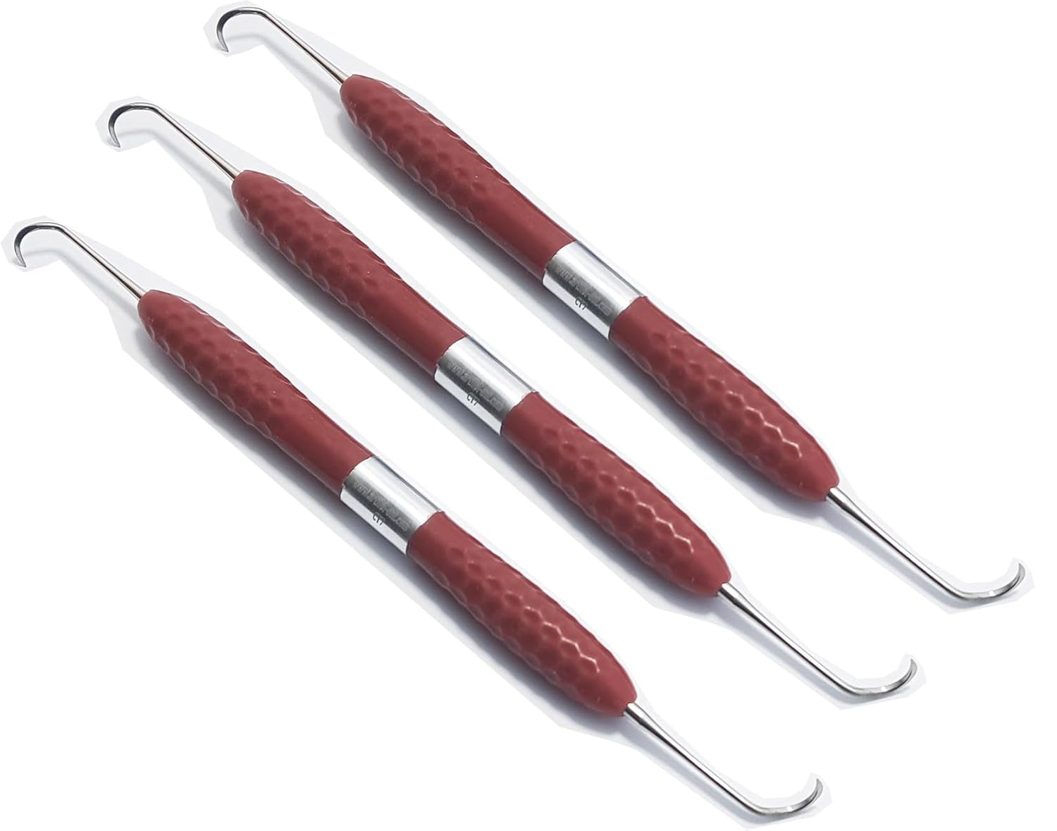 CT7 Dental Composite Resin Filling Instruments – 17 cm (3 Pcs Set)  Double-Ended Precision Tips | Brown Silicone Handles | #CT7