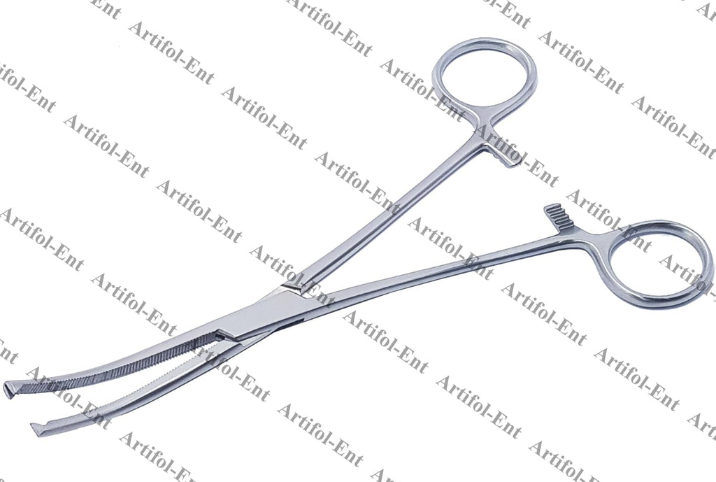 Rochester Ochsner Forceps Set – Curved 7" (18 cm) | 1×2 Teeth Kocher Clamps with Serrated Jaws | Stainless Steel – 3 Pcs #115910143