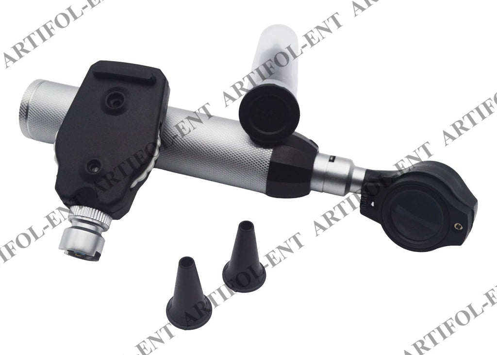 2-in-1 Ear Scope Set – Portable Fiber Optic Otoscope Exam & Diagnostic Kit | Brass Construction, Bright Illumination, Ergonomic Handle | Reusable ENT Instrument #OS10116