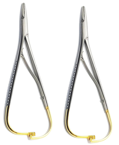 TC Mathieu Needle Holder 14cm (5.5”) – Tungsten Carbide Tips | Surgical Grade Dental Needle Holding Forceps | Reusable & Autoclavable | 2 Pcs Set #132060520