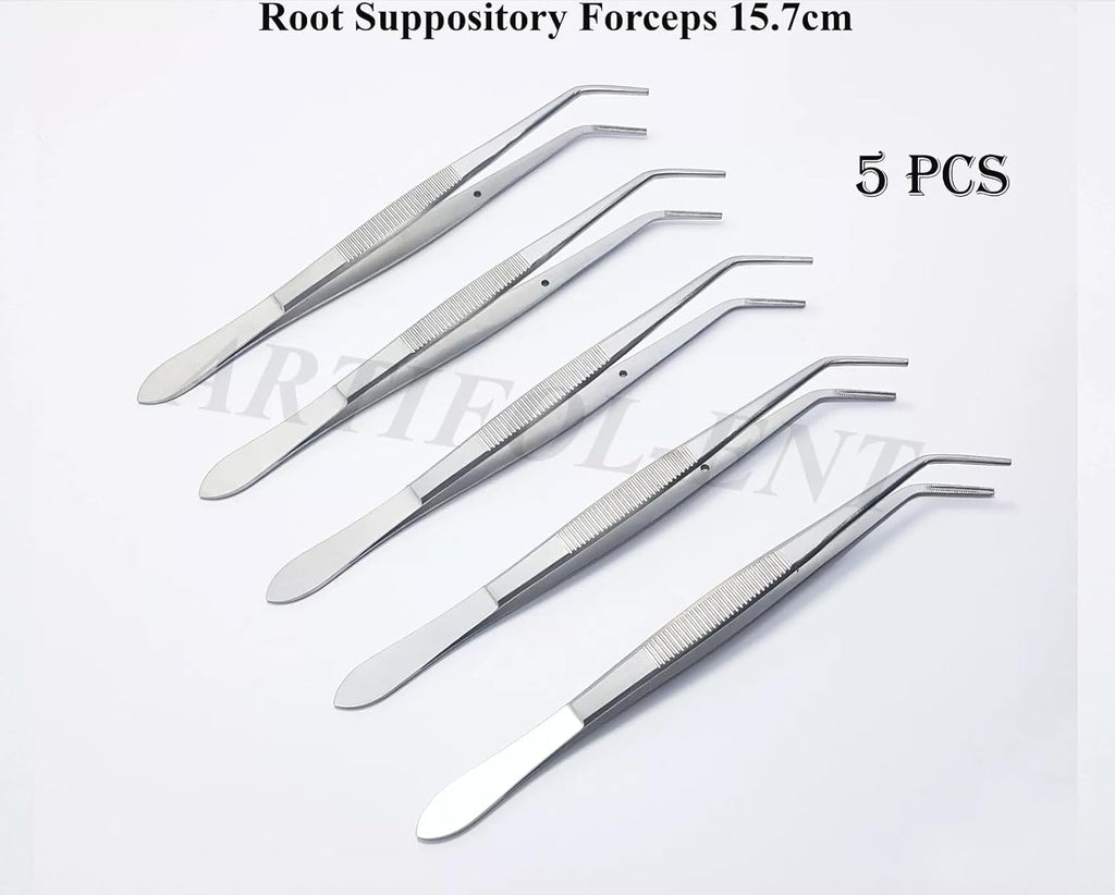 Dental Root Tweezers 15.7 cm (6.25") – Surgical Dental Forceps | Stainless Steel Root Handling Tools – 5 Pcs Set #114500051