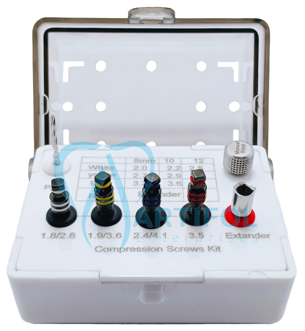 Artifol Dental Compression Screws Kit – 7-Piece Expander Screw Set with Storage Box | Sinus Lift & Implant Tools #OS1063