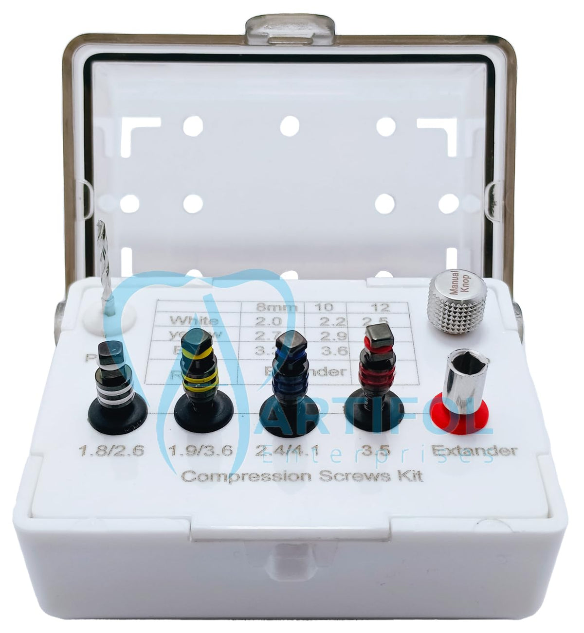 Artifol Dental Compression Screws Kit – 7-Piece Expander Screw Set with Storage Box | Sinus Lift & Implant Tools #OS1063