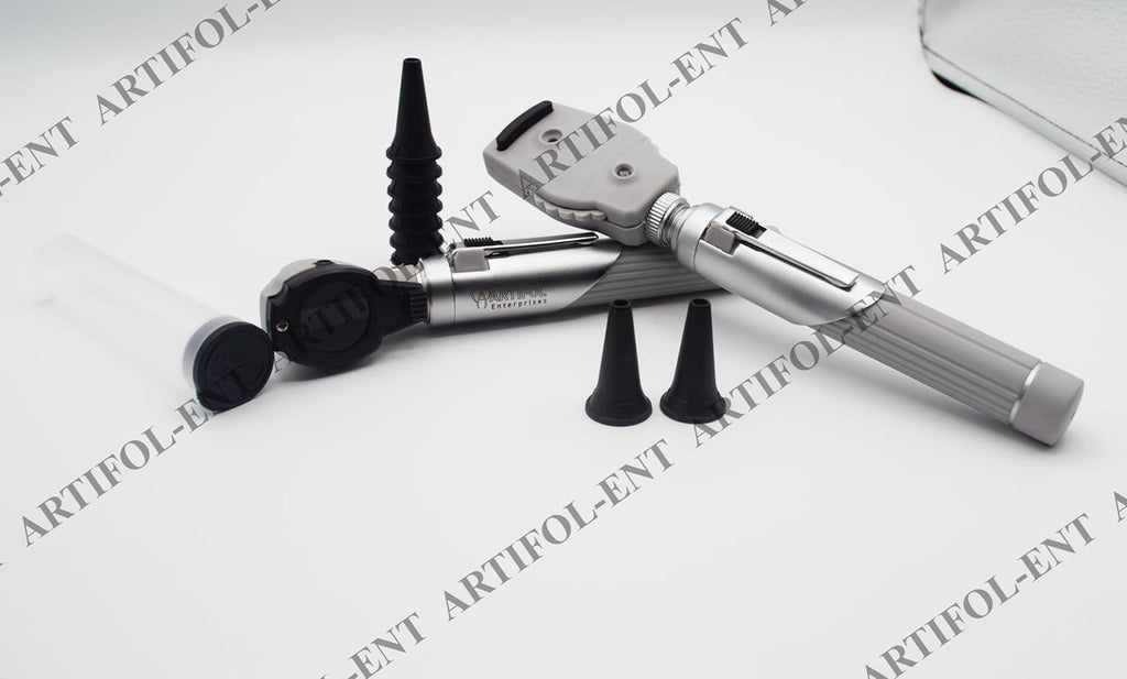 Artifol - Student Home Use New Ent - Otoscope Examination Kit Fiber Optic Diagnostic Set Gray Color # OS1092