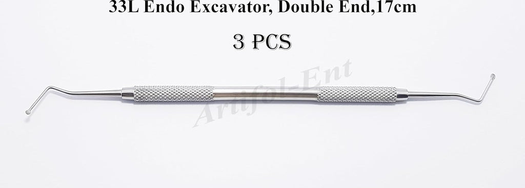 3 Pcs Dental Endodontic Spoon Excavators 17cm Double Ended 33L Stainless Steel Restorative Endo Instruments # EXC33L