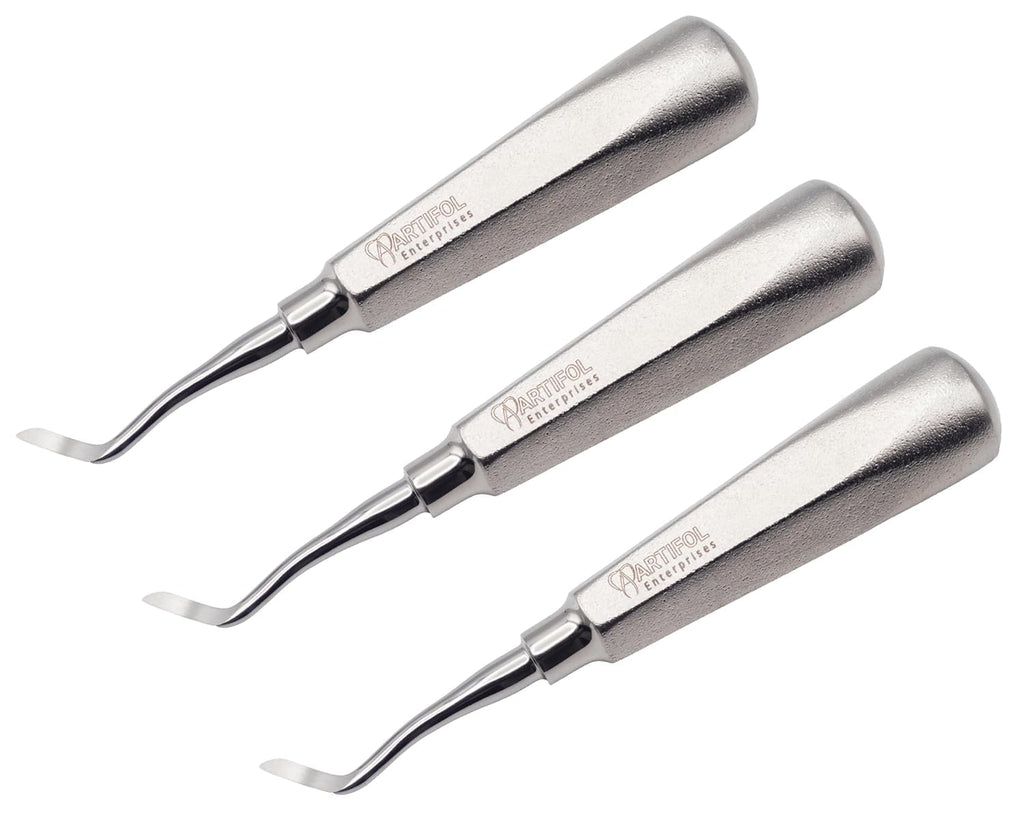 3-Piece Periodontal Ligament Elevator Set – Curved 3mm Wide Tip | Professional Stainless Steel Precision Elevation Tools | Ultra-Fine Curved Blades, Ergonomic Grip & Reusable #E190