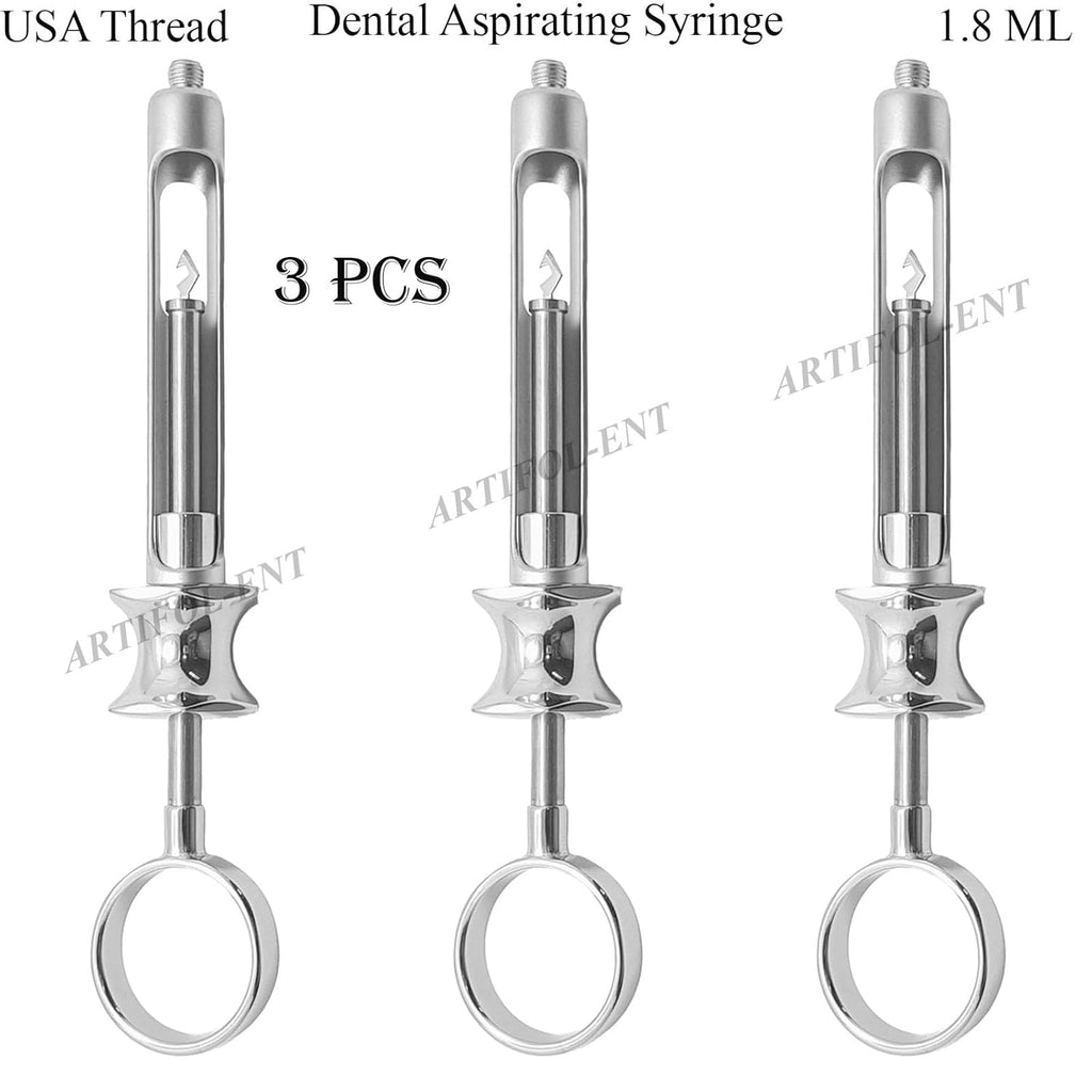 Set of 3 Dental Anesthetic Aspirating Syringes 1.8 mL – US Thread Cartridge Syringe | Premium Quality Dental Instruments