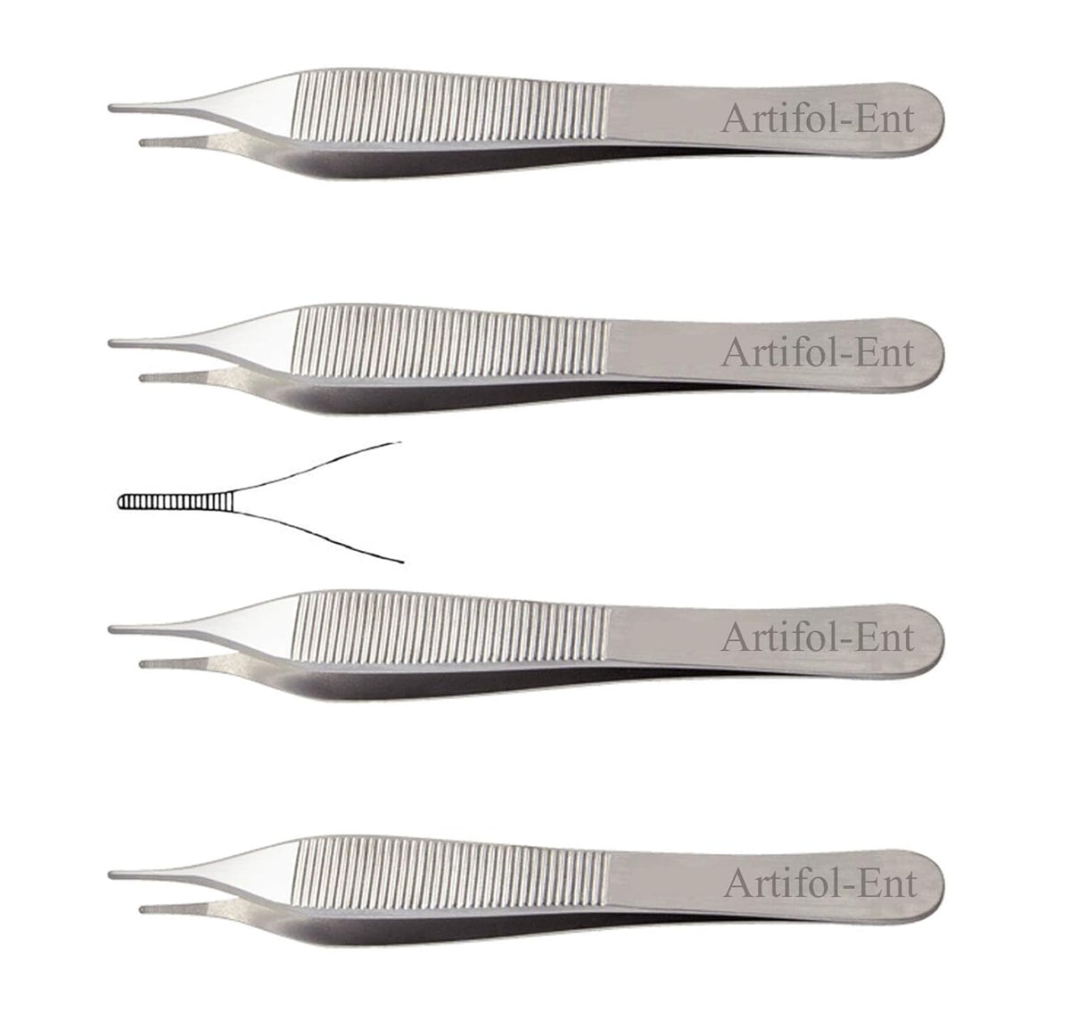 Adson Verbandpinzetten-Set – 12 cm chirurgische Pinzette | Edelstahl, wiederverwendbar und autoklavierbar (4 Stück)