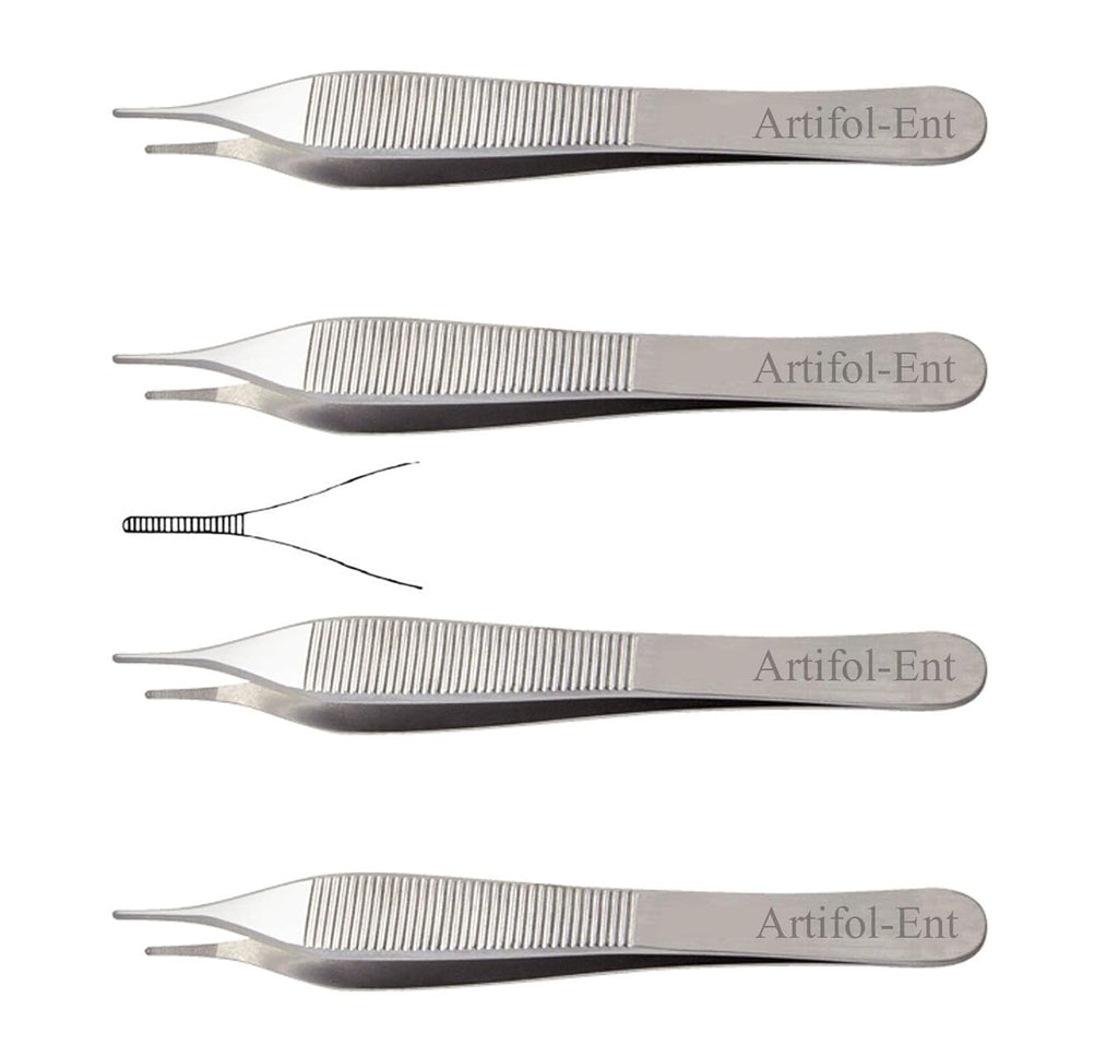 Adson Dressing Forceps 12 cm – Surgical Stainless Steel Tweezers | Precision Dressing Instrument | 4 Pcs #114910105