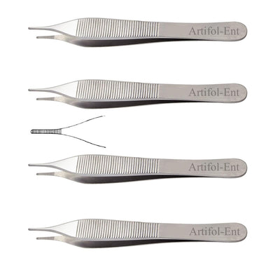 Adson Dressing Forceps 12 cm – Surgical Stainless Steel Tweezers | Precision Dressing Instrument | 4 Pcs #114910105