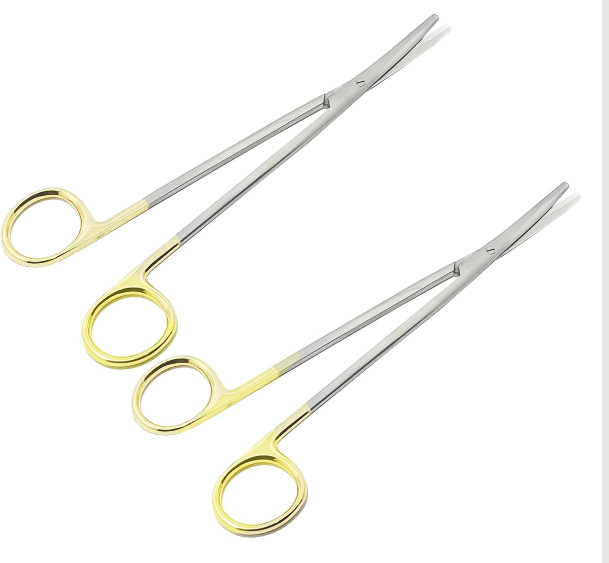 TC Metzenbaum Delicate Dissecting Scissors Curved 18 cm (7”) – 2 Pcs | Tungsten Carbide Inserts | Gold Ring Handles #113910650