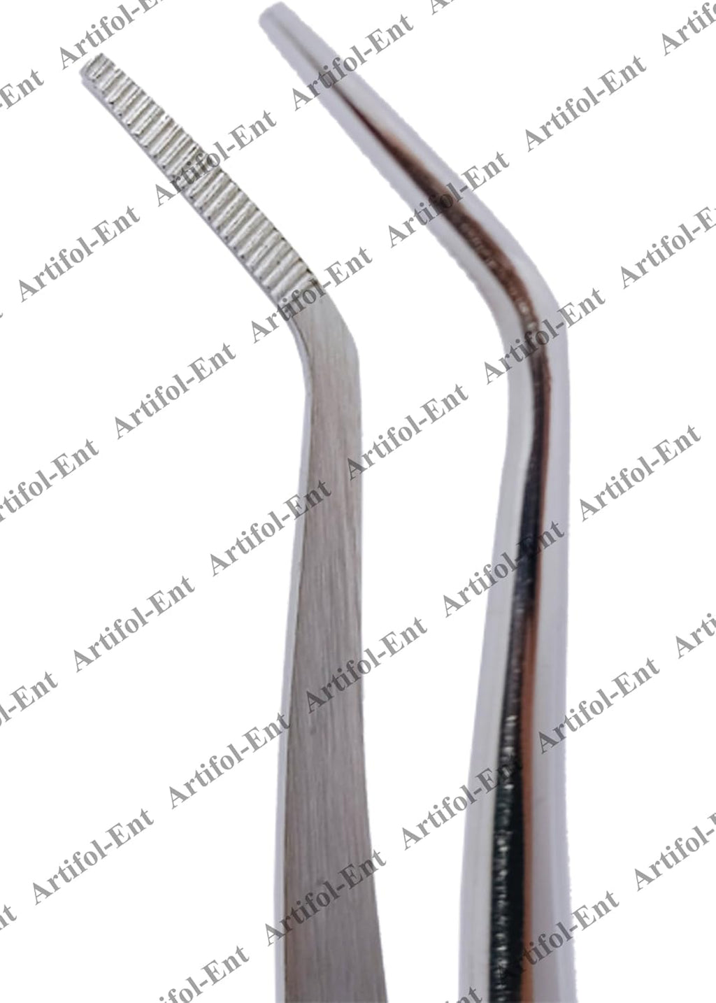 Mariiam Dentalpinzette – 15 cm, abgewinkelte, gezahnte Spitzen (5er-Set), polierter Edelstahl, gebogene Pinzette für präzises Arbeiten | #114500021-1