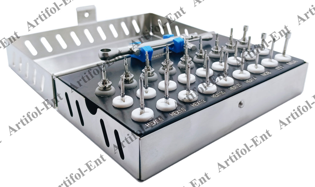 28-Piece Dental Implant Universal Prosthetic Kit with Adjustable Ratchet & Screwdrivers, Torque Wrench Set – Fully Autoclavable, 0-50Ncm | Secure & Remove Implant Restorations # OS1060
