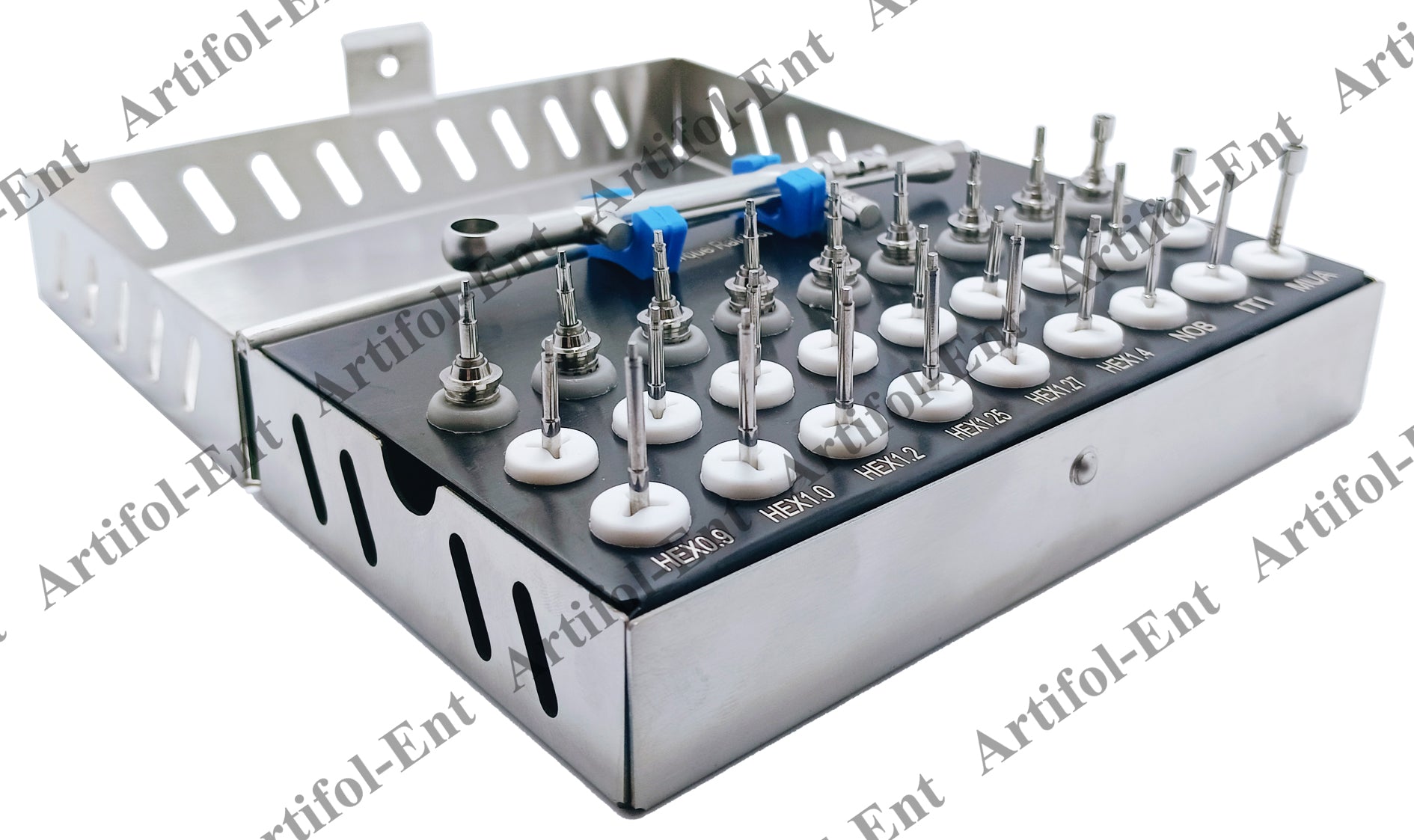 28-Piece Dental Implant Universal Prosthetic Kit with Adjustable Ratchet & Screwdrivers, Torque Wrench Set – Fully Autoclavable, 0-50Ncm | Secure & Remove Implant Restorations # OS1060