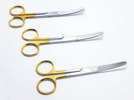 TC Operatieknoopjes Schaar – Gebogen B/B 14,5 cm (5,5") | Tungstenkoolstofmesjes | Medisch Roestvrij Staal – Set van 3 stuks