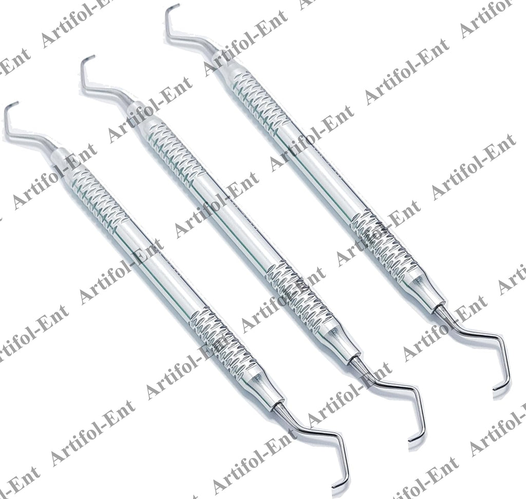 Set di curette Gracey – 3 pezzi misura 9/10 | Strumenti parodontali a doppia estremità | Manici in alluminio argentato #GR910