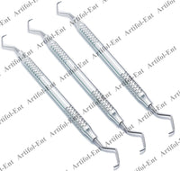 Gracey Curettes Set – 3 Pcs Size 9/10 | Double-Ended Periodontal Instruments | Silver Aluminum Handles #GR910