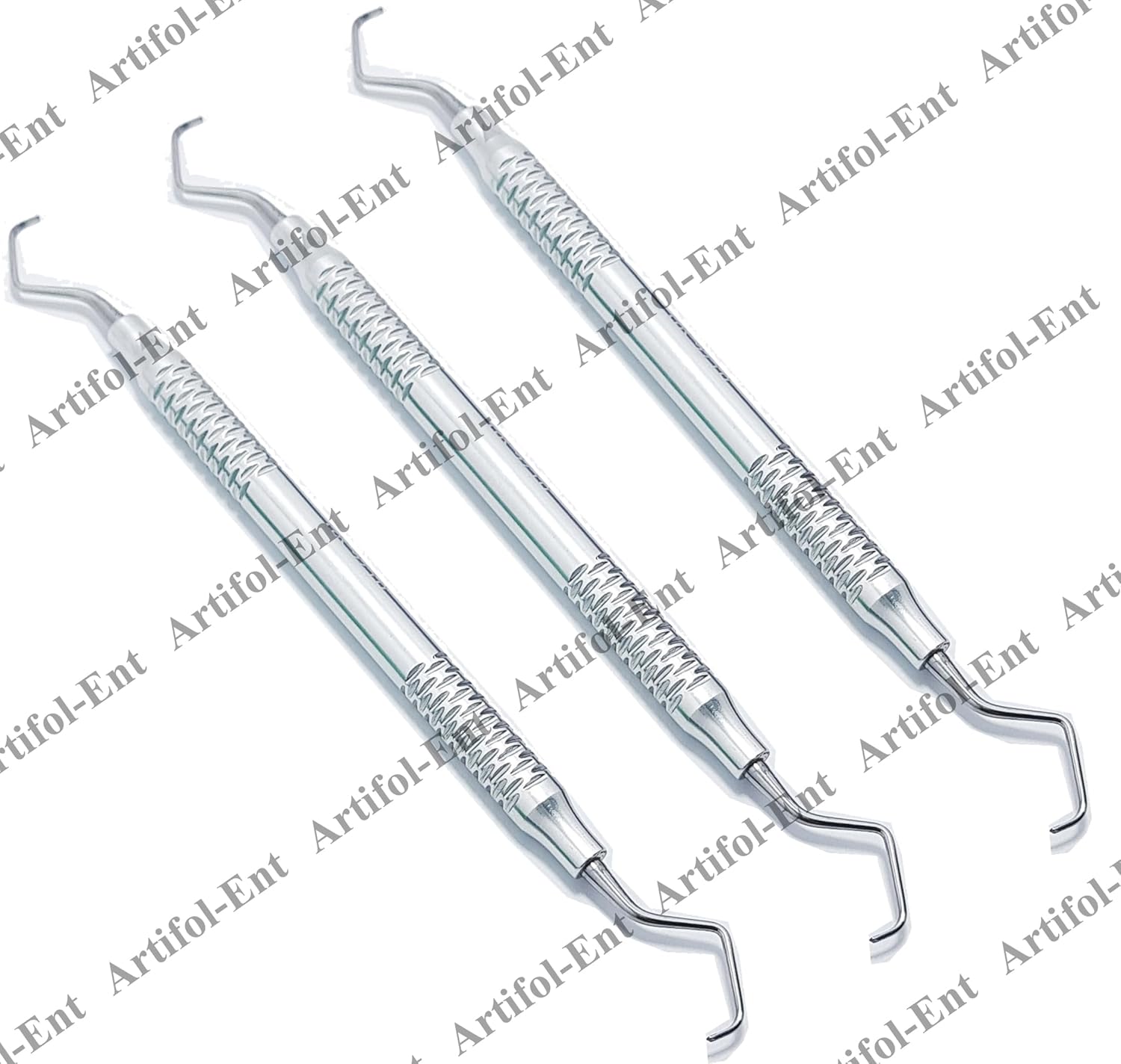 Set di curette Gracey – 3 pezzi misura 9/10 | Strumenti parodontali a doppia estremità | Manici in alluminio argentato #GR910