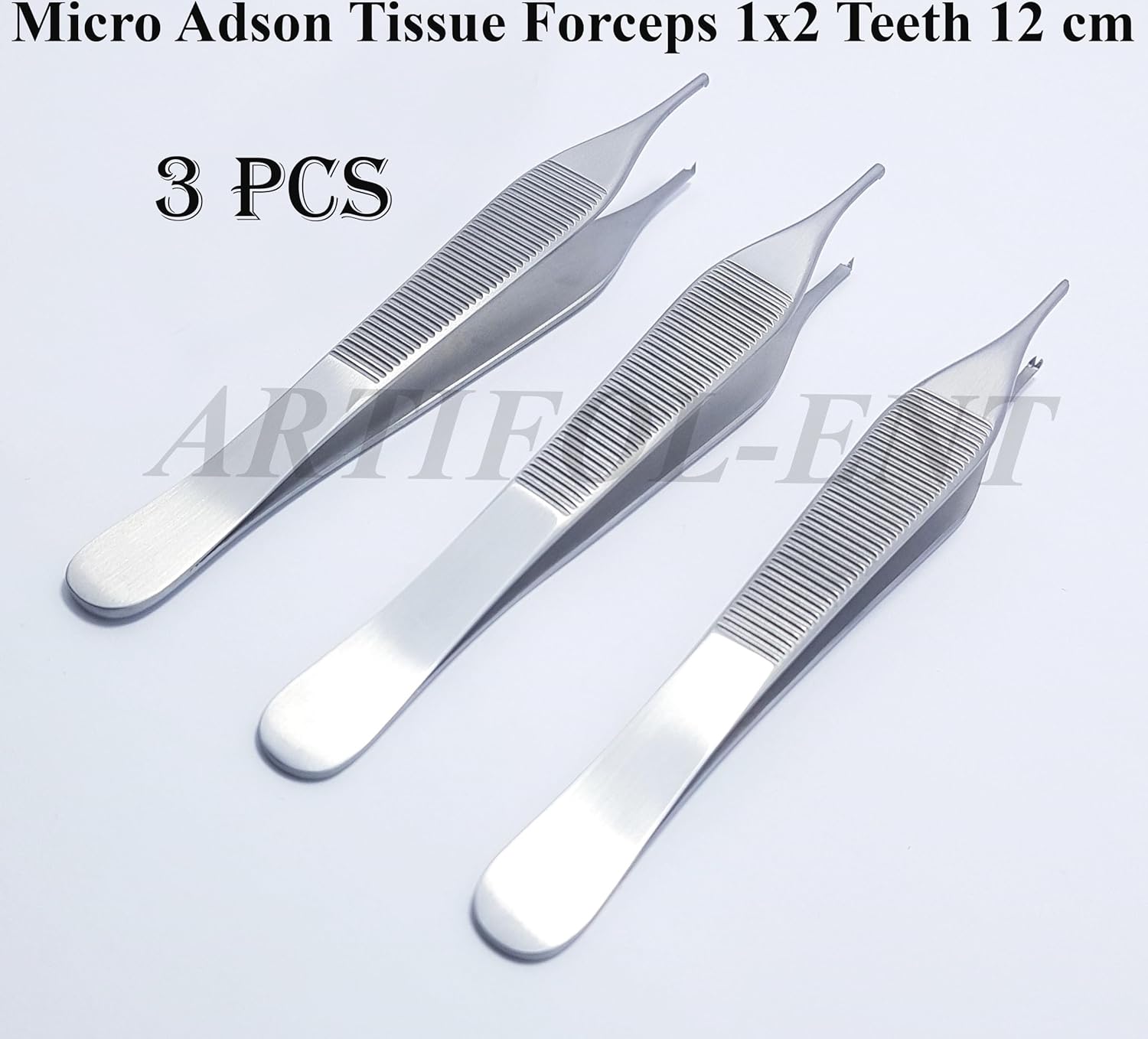Micro Adson Tissue Forceps 1x2 Teeth 12 cm Kocher Tweezer Surgical Dental 3 Pcs #114910114