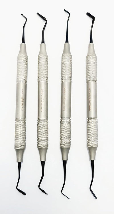 Dental Restorative Kit – 4 Pcs Double-Ended Black Titanium Coated Instruments | Stainless Steel Handles | Composite Resin Filling #tncipcl
