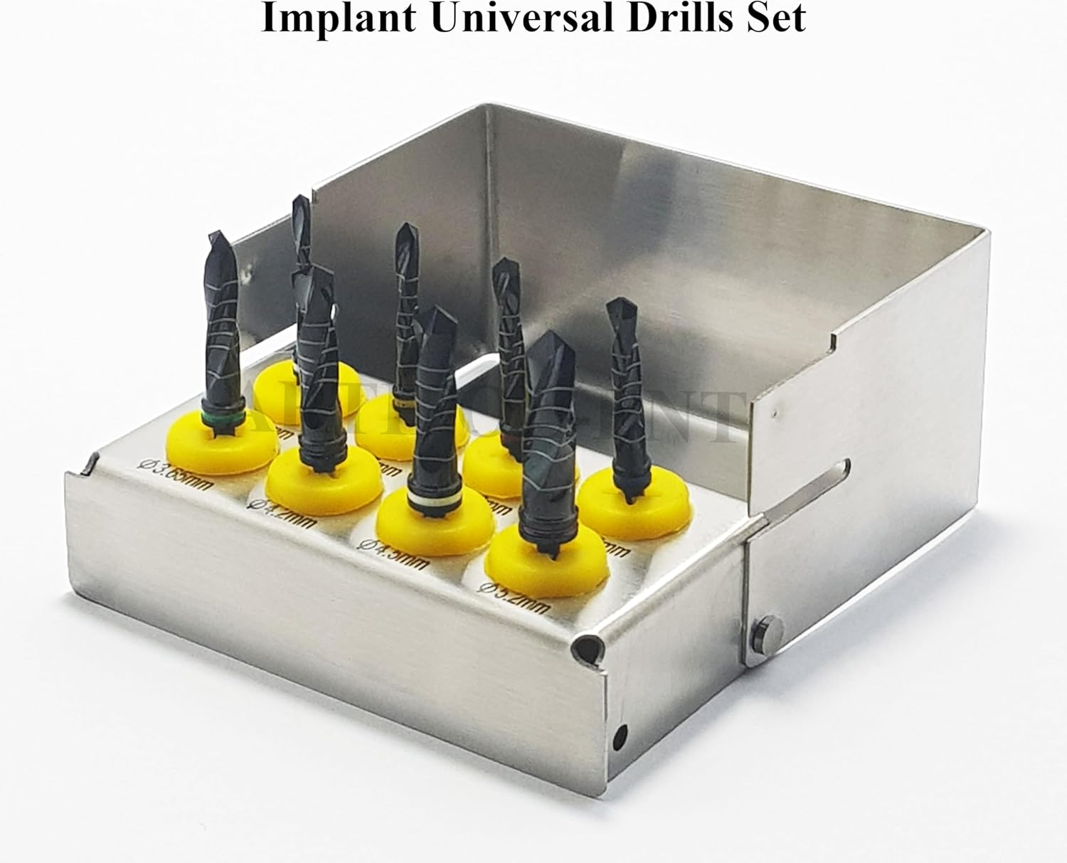 Implant External Irrigation Drill Bits Kit – 8 Pcs Black Coated Surgical Drills with Holder | Dental Implant Tools #OS1037