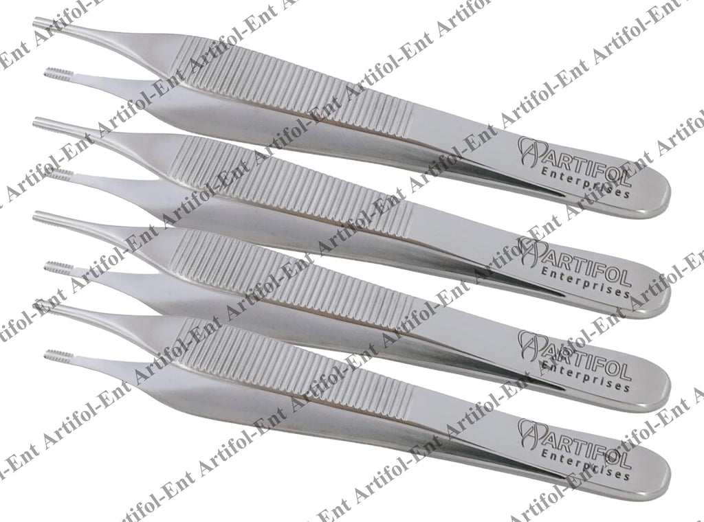 Adson Brown Tissue Forceps Set – 4 Pieces, 12 cm (4.7") | 9×9 Teeth | Premium Stainless Steel, Reusable & Autoclavable Set #114910119-1