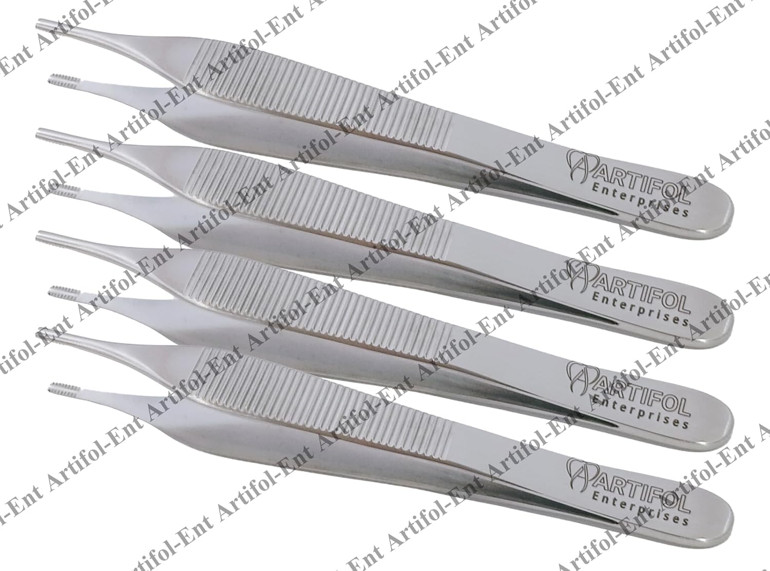 Adson Brown Tissue Forceps Set – 4 Pieces, 12 cm (4.7") | 9×9 Teeth | Premium Stainless Steel, Reusable & Autoclavable Set #114910119-1