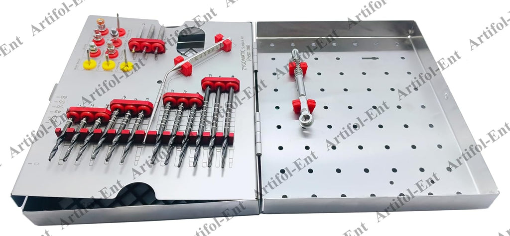 26-Piece Dental Implant Premium Zygomatic Set – Black Titanium-Coated Step Drills with Depth Probe, Motor Mount, Drivers & Ratchet Wrench | Zygo Kit for Implant Socket Preparation