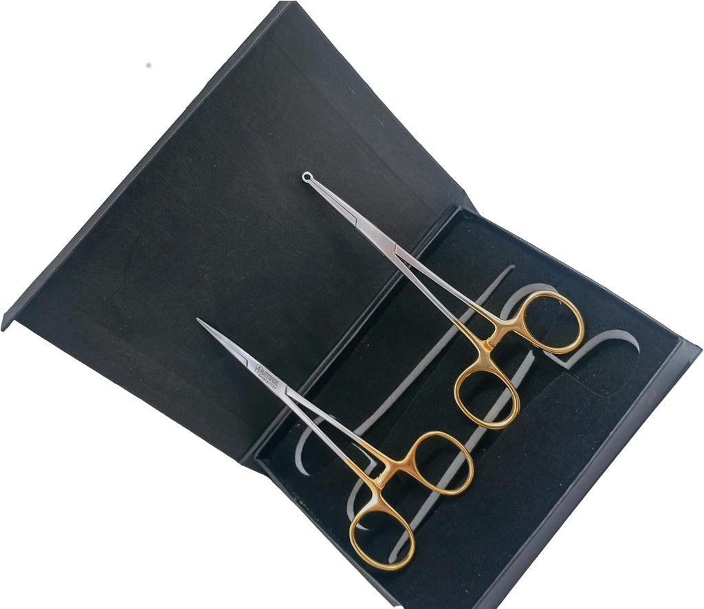 2-Piece No-Scalpel Vasectomy Fixator Forceps Kit – Stainless Steel, Ergonomic & Autoclavable Surgical Set | Blunt-Tip & Curved Forceps