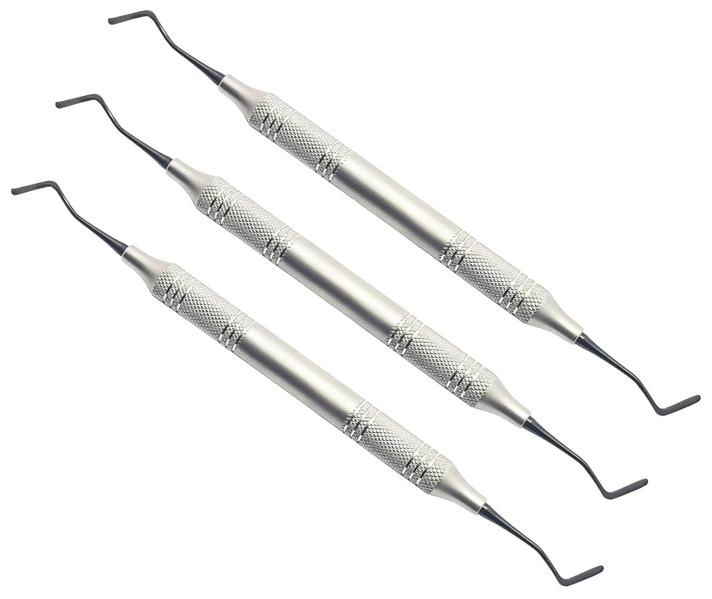 4 Goldstin Flexy-Thin Composite Filling Instruments – 3 Pcs Set  Titanium Black-Coated Tips | Flexible Reversed & Flared Paddle Design | Ergonomic Hollow Handles | #TNCIGFT4