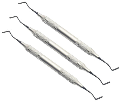 4 Goldstin Flexy-Thin Composite Filling Instruments – 3 Pcs Set  Titanium Black-Coated Tips | Flexible Reversed & Flared Paddle Design | Ergonomic Hollow Handles | #TNCIGFT4