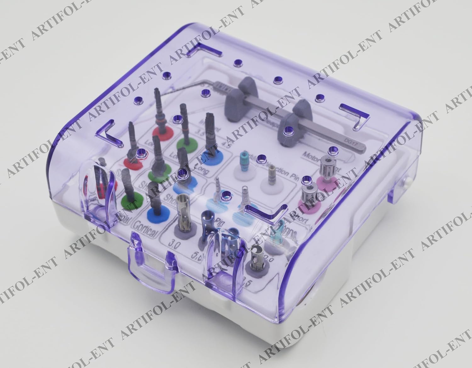 Implant 21 Pieces Long & Short Drills Kit with Color-Coded Depth Stoppers & Precision Depth Gauge | Stainless Steel | Smooth, Controlled Drilling Performance | Reusable, Autoclavable #OS1098