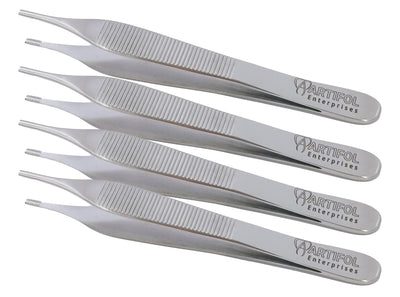 Set di pinze per tessuti Adson Brown – 4 pezzi, 12 cm (4,7") | 9×9 denti | Acciaio inossidabile di alta qualità, riutilizzabile e autoclavabile Set n. 114910119-1