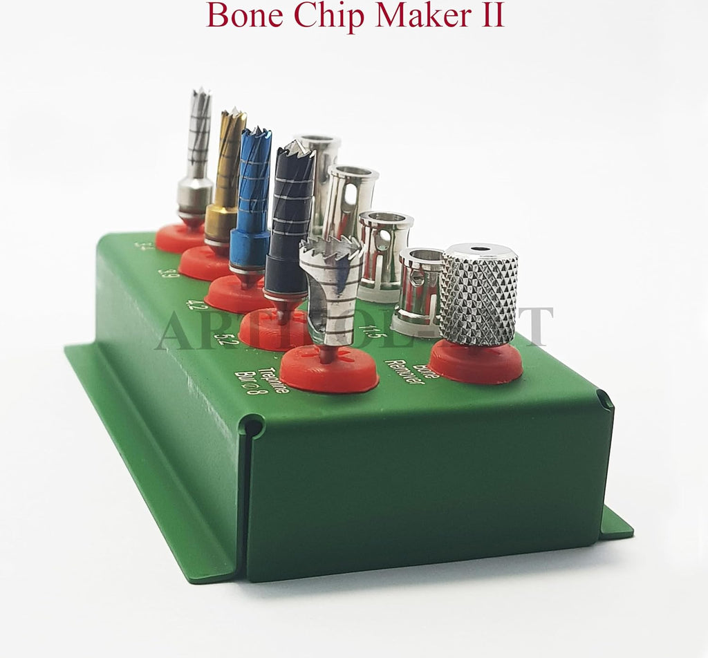 10 Pcs Dental Bone Chip Maker Kit II with Stoppers – Implant Drills Set – Bone Collector Kit # OS1027