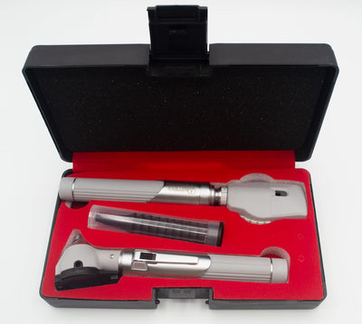 Artifol - Nouvel arrivage pour usage domestique et étudiant - Kit d'examen otoscopique, ensemble de diagnostic à fibre optique, couleur grise # OS1092