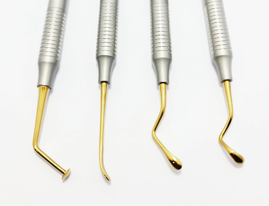 Dental Sinus Lift Kit – 4 Pcs Stainless Steel with Gold-Plated Tips | Implant Dentistry Sinus Elevation Instruments #	‎SLG1101-1, 2, 3, 4