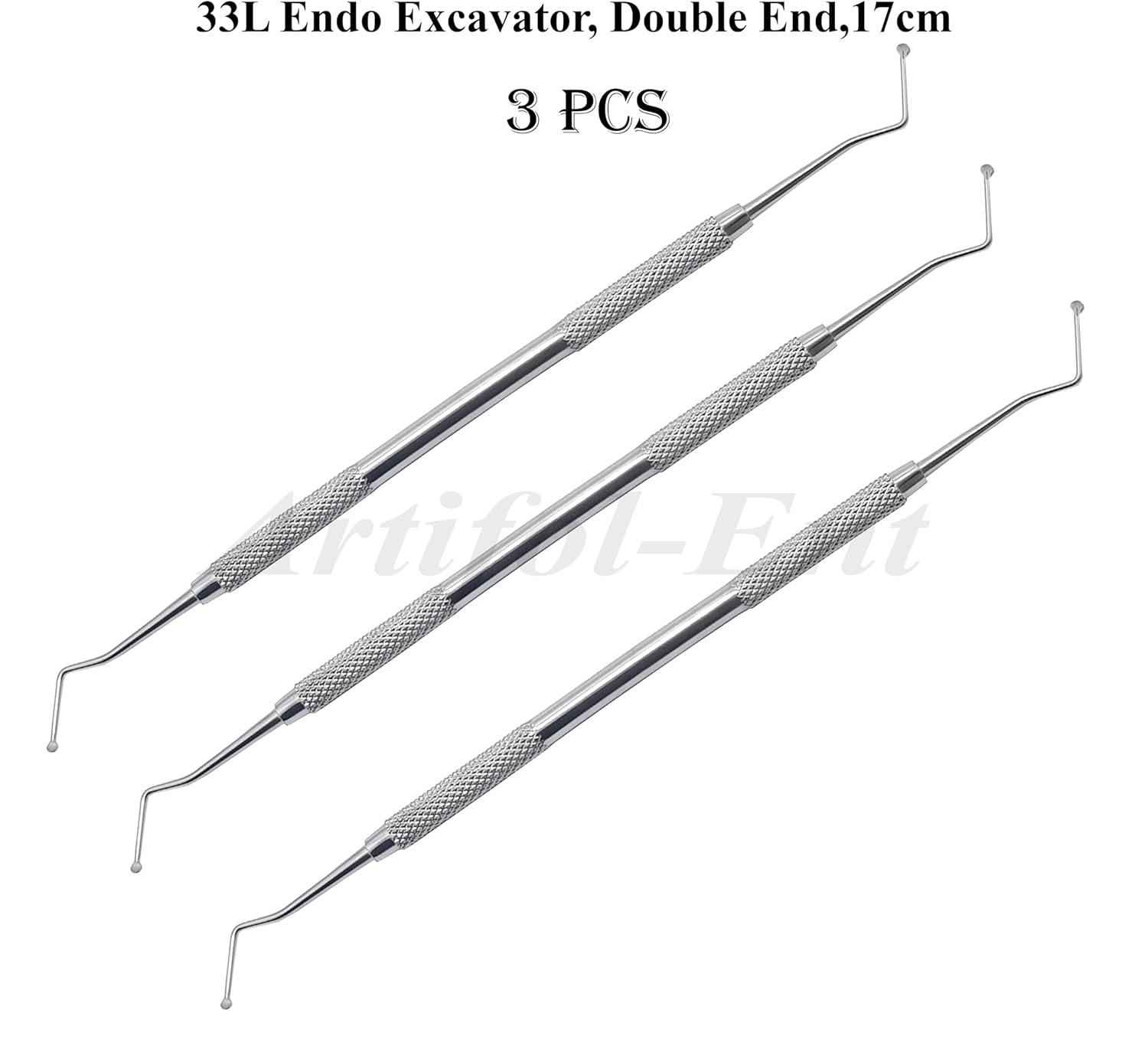 3 Pcs Dental Endodontic Spoon Excavators 17cm Double Ended 33L Stainless Steel Restorative Endo Instruments # EXC33L