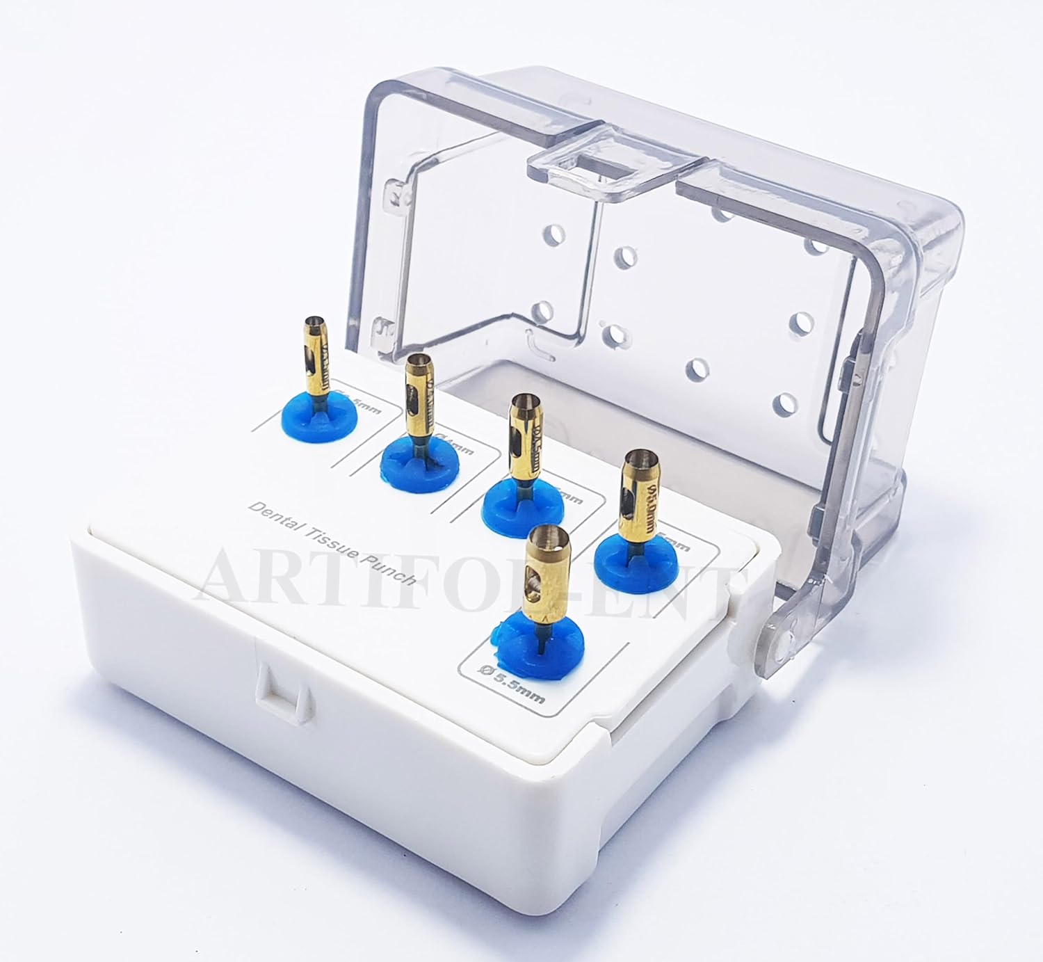 Dental Tissue Punch Kit OS1022 – 5 Pcs Gold Color Surgical Tissue Punch Set with Holder | Implant Soft Tissue Tools #OS1022