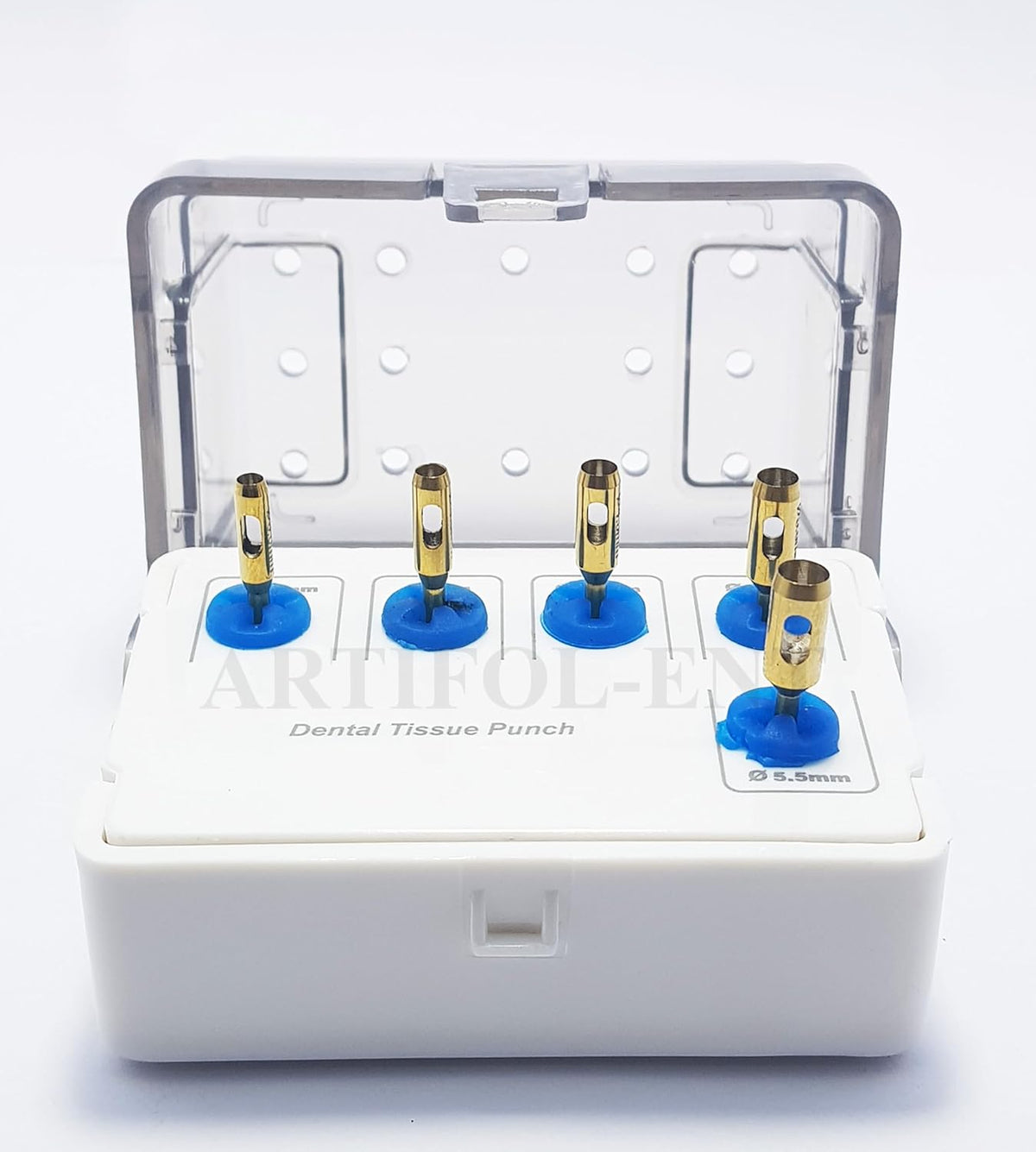 Dental Tissue Punch Kit OS1022 – 5 Pcs Gold Color Surgical Tissue Punch Set with Holder | Implant Soft Tissue Tools #OS1022