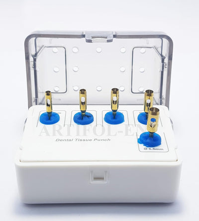 Dental Tissue Punch Kit OS1022 – 5 Pcs Gold Color Surgical Tissue Punch Set with Holder | Implant Soft Tissue Tools #OS1022